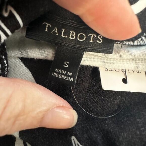 Talbots Jersey Maxi Skirt Silhouette Ferns Tropical Floral Black Stretch Small S - Picture 8 of 8